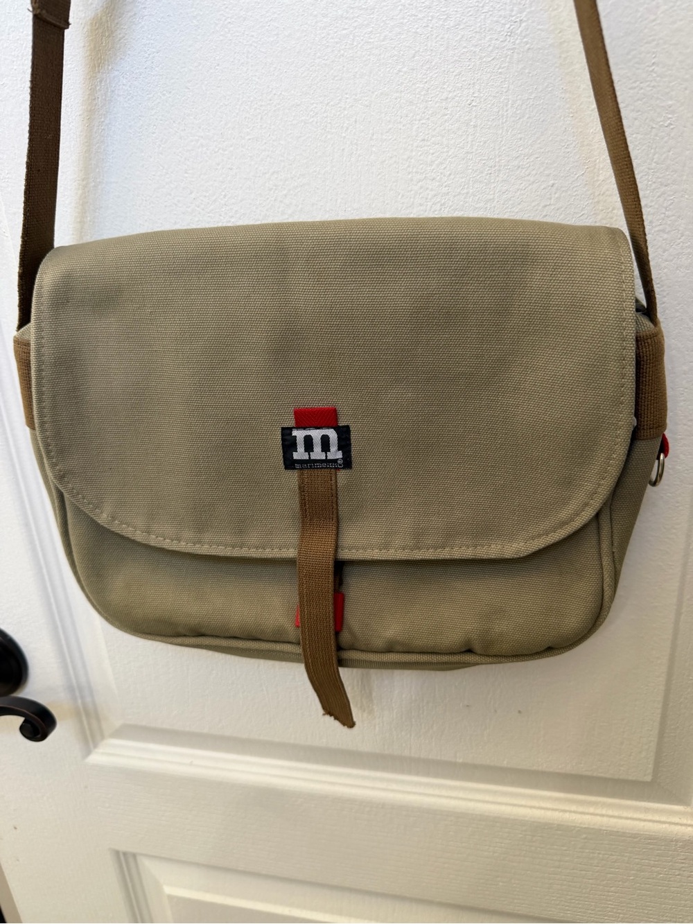 Beige canvas Marimekko messenger bag